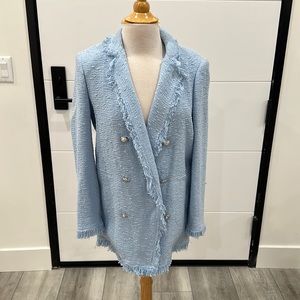 Zara Light blue tweed jacket Size Large
